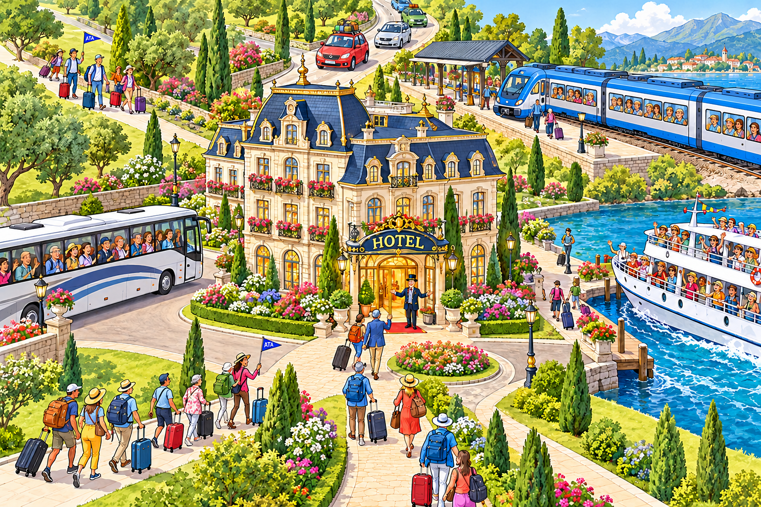 A welcoming hotel at the centre of the action, with tour groups arriving by boat, train, coach, car and on foot.