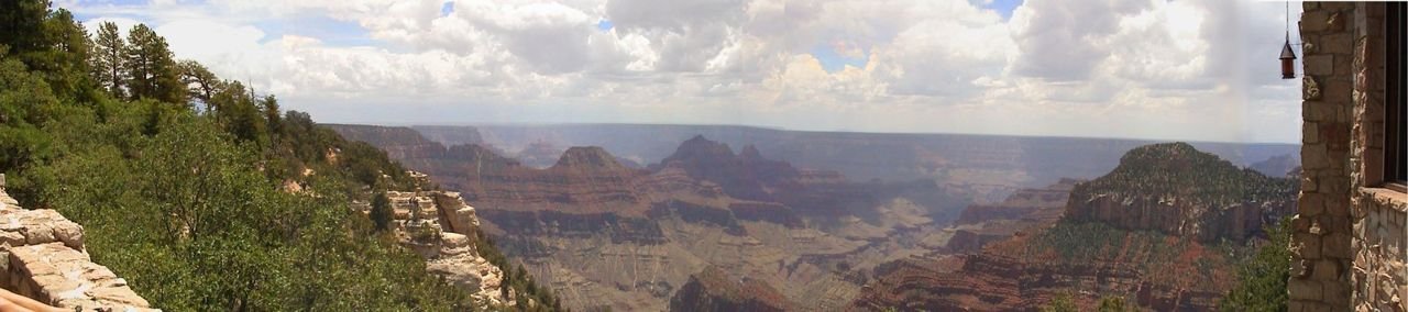 A panoramic camera tries to take in the immense view of the Grand Canyon from the Grand Canyon Lodge on the Kaibab Plateau-North Rim Parkway.