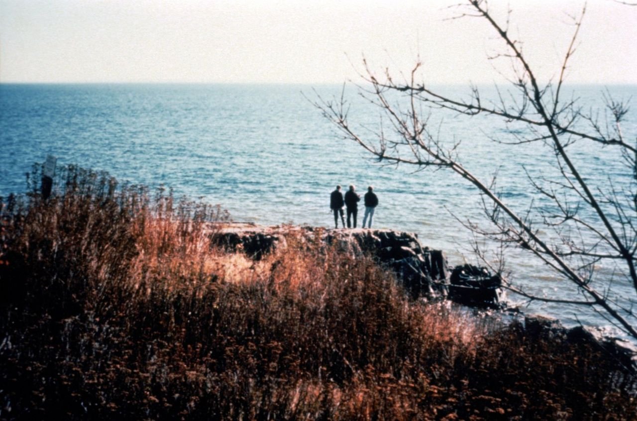 There are many opportunities to leave your vehicle along the byway and walk out among the rocks along Lake Superior. This view is from just North of the Lester River.
