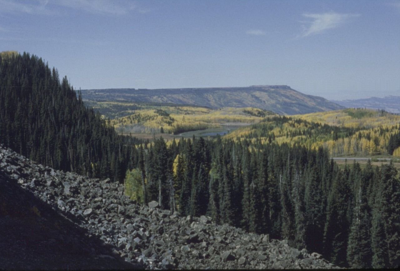 Atop the Grand Mesa, this view looks northwest toward the lakes.