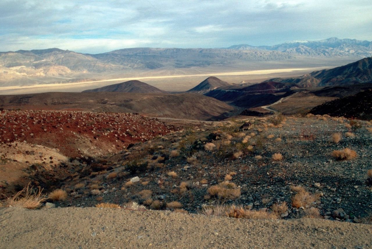 This view shows the Argus Mountain Range and Panamint Valley from Father Crowley Point.