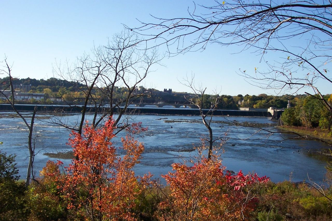 From Peebles Island, the Mohawk River creates a beautiful contrast to the red and orange trees lining the riverbank.